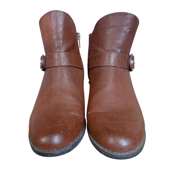 Dana Buchman brown leather side zip ankle boots booties 6 1/2 MED - Picture 4 of 11